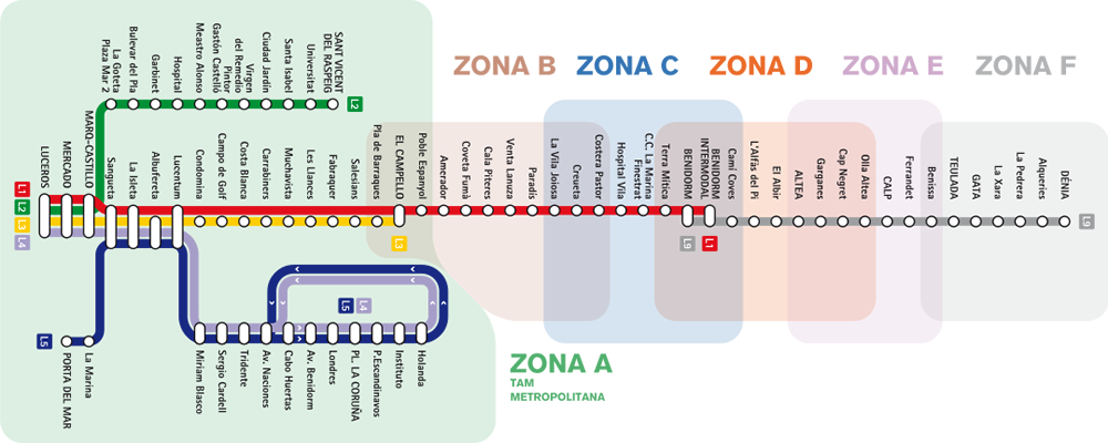 Mapa del TRAM de Alicante